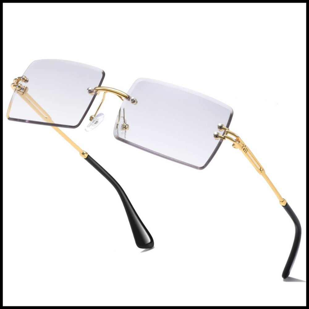 Rimless Rectangle Sunglasses Ultralight UV400 Eye… - image 1